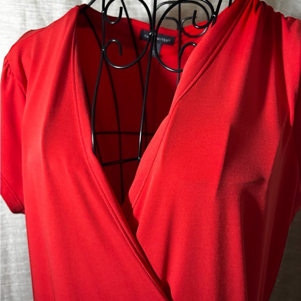 Elegant Red Wrap Dress - Picture 2 of 5